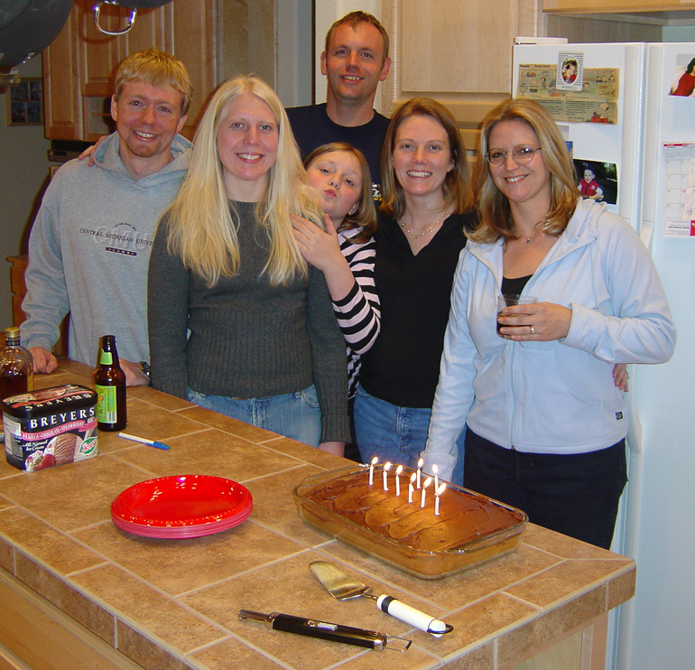 Kris' Birthday Celebration: Tony Yokum, Kris Crites, Sydney Fisher, Jim Fisher, Leigh Kish, Darcy Fisher