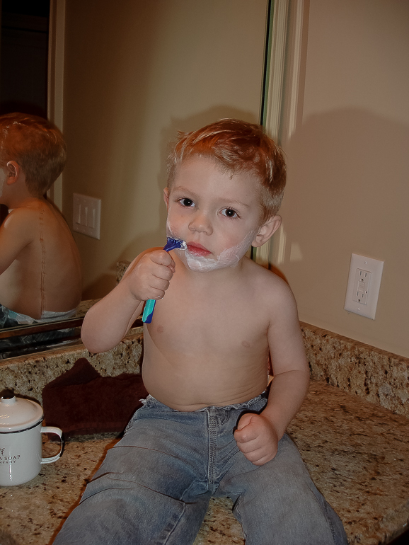 David Kish working on his 5 O'Clock shadow.