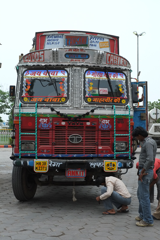Colorful Bus on the road to Agra